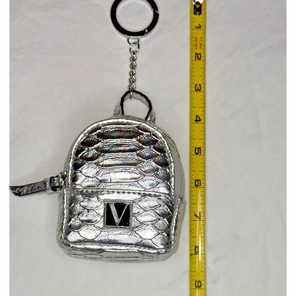 Victoria's Secret Metallic Silver Keychain‎ Coin Purse Bag